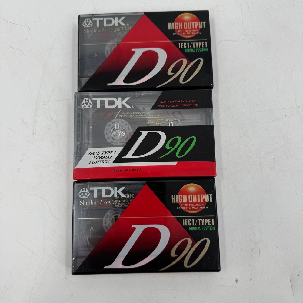 TDK D90‎ Cassette Tapes 3 Pack High Output IEC Type 1 Normal Position